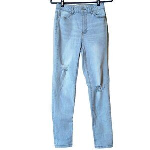 Vanilla Star Women's Size 1 Mom Jean High Rise Tapered Distressed Denim